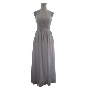 VNAIX Size 0 Blush white Chiffon Prom Bridesmaid Dress Halter Neck, Corset Back